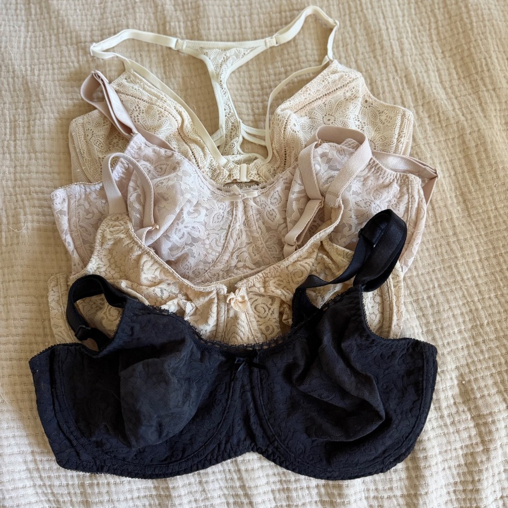 Bali Wacoal Lace Bra Bundle Women 38C 38D Black Beige White Underwire 4pc
